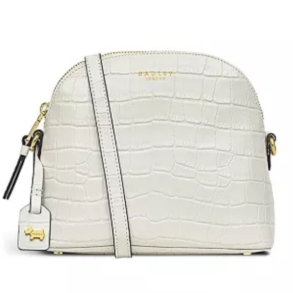 Radley London Women's Chelsea Faux Croc Zip Top Cross-Body, White - Picture 1 of 13